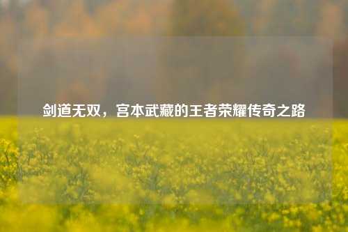 剑道无双，宫本武藏的王者荣耀传奇之路