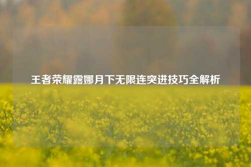 王者荣耀露娜月下无限连突进技巧全解析