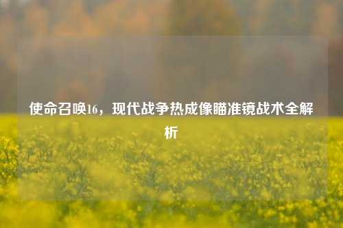 使命召唤16，现代战争热成像瞄准镜战术全解析