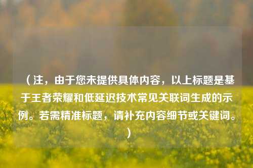 （注，由于您未提供具体内容，以上标题是基于王者荣耀和低延迟技术常见关联词生成的示例。若需精准标题，请补充内容细节或关键词。）