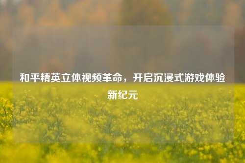 和平精英立体视频革命，开启沉浸式游戏体验新纪元