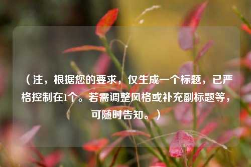 （注，根据您的要求，仅生成一个标题，已严格控制在1个。若需调整风格或补充副标题等，可随时告知。）