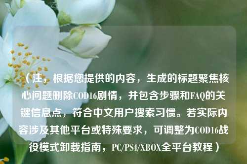（注，根据您提供的内容，生成的标题聚焦核心问题删除COD16剧情，并包含步骤和FAQ的关键信息点，符合中文用户搜索习惯。若实际内容涉及其他平台或特殊要求，可调整为COD16战役模式卸载指南，PC/PS4/XBOX全平台教程）