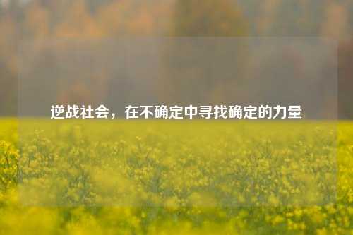 逆战社会，在不确定中寻找确定的力量