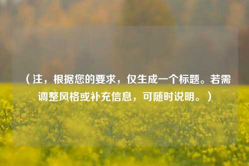 （注，根据您的要求，仅生成一个标题。若需调整风格或补充信息，可随时说明。）