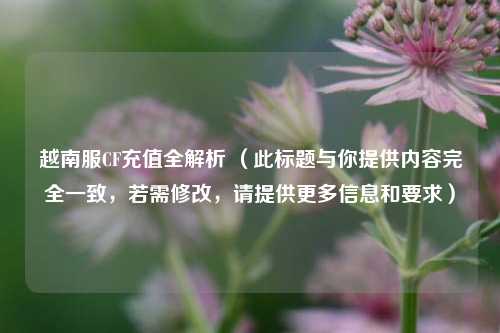 越南服CF充值全解析 （此标题与你提供内容完全一致，若需修改，请提供更多信息和要求）