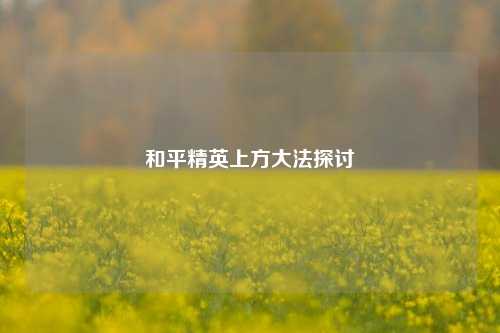 和平精英上方大法探讨