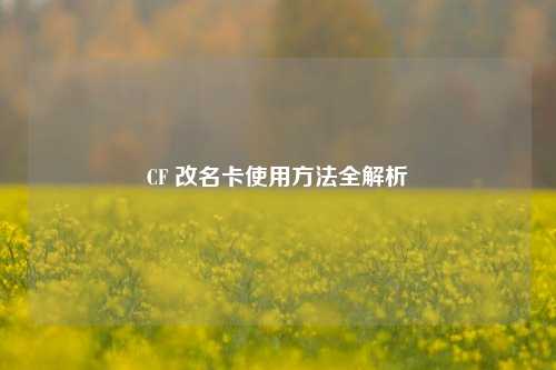 CF 改名卡使用 *** 全解析