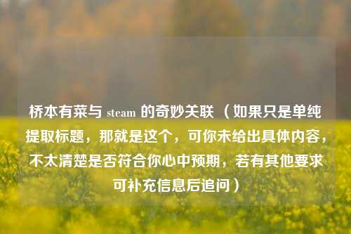 桥本有菜与 steam 的奇妙关联 （如果只是单纯提取标题，那就是这个，可你未给出具体内容，不太清楚是否符合你心中预期，若有其他要求可补充信息后追问）