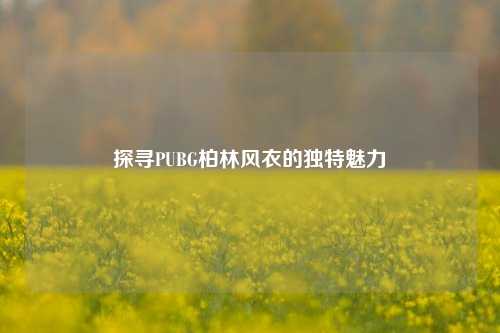 探寻PUBG柏林风衣的独特魅力