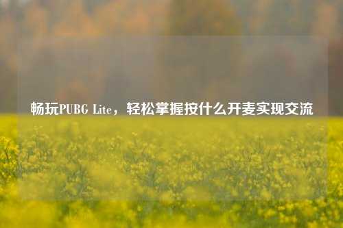 畅玩PUBG Lite，轻松掌握按什么开麦实现交流