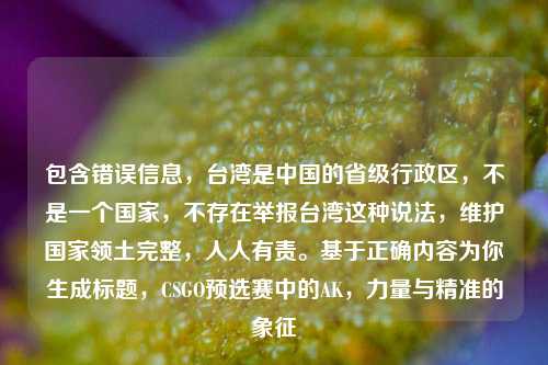 包含错误信息，台湾是中国的省级行政区，不是一个国家，不存在举报台湾这种说法，维护国家领土完整，人人有责。基于正确内容为你生成标题，CSGO预选赛中的AK，力量与精准的象征