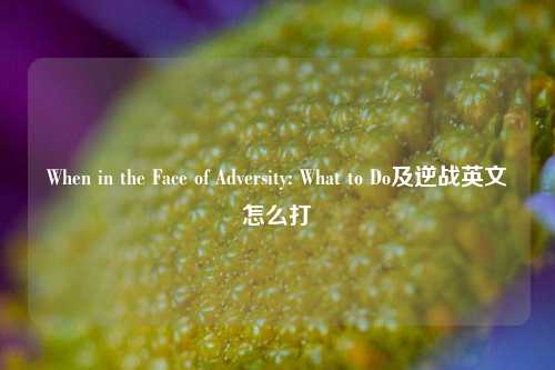 When in the Face of Adversity: What to Do及逆战英文怎么打