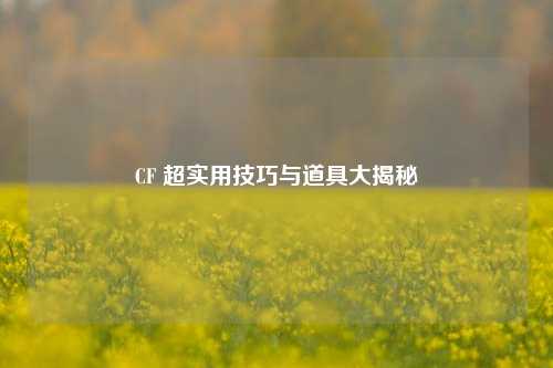 CF 超实用技巧与道具大揭秘