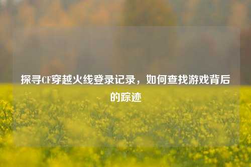 探寻CF穿越火线登录记录，如何查找游戏背后的踪迹
