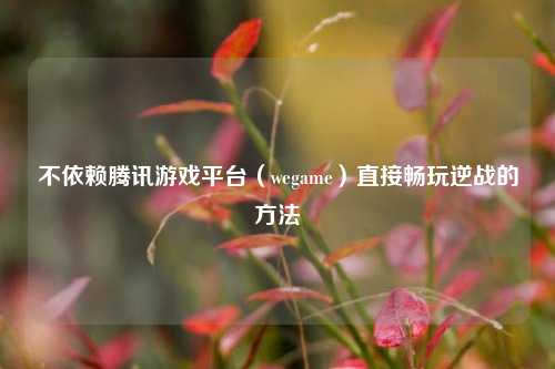 不依赖腾讯游戏平台（wegame）直接畅玩逆战的 *** 
