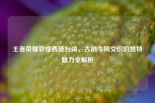 王者荣耀敦煌西施台词，古韵今风交织的独特魅力全解析