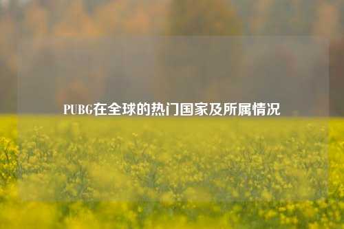PUBG在全球的热门国家及所属情况