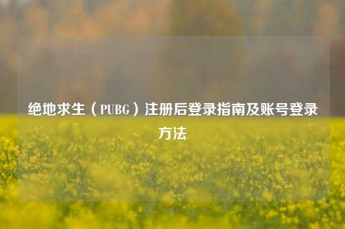 绝地求生（PUBG）注册后登录指南及账号登录 *** 