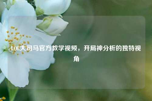LOL大司马官方教学视频，开局神分析的独特视角