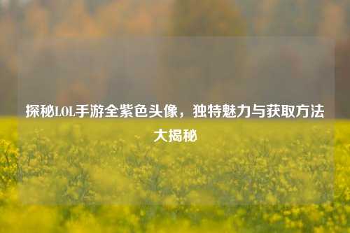 探秘LOL手游全紫色头像，独特魅力与获取 *** 大揭秘