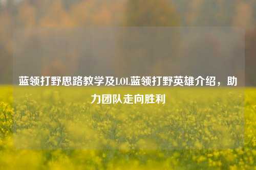 蓝领打野思路教学及LOL蓝领打野英雄介绍，助力团队走向胜利