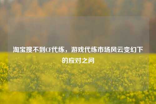  *** 搜不到CF代练，游戏代练市场风云变幻下的应对之问