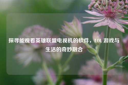 探寻能观看英雄联盟电视机的软件，LOL 游戏与生活的奇妙融合