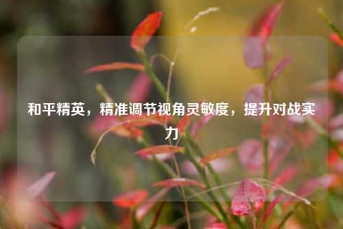 和平精英，精准调节视角灵敏度，提升对战实力