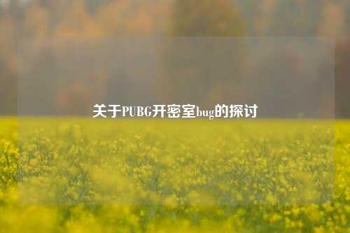 关于PUBG开密室bug的探讨