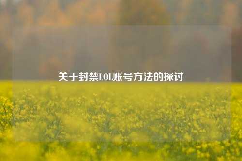 关于封禁LOL账号 *** 的探讨
