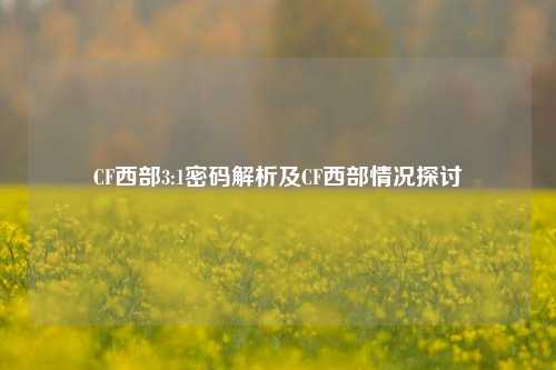 CF西部3:1密码解析及CF西部情况探讨