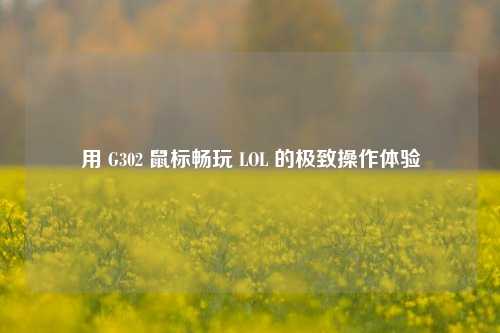 用 G302 鼠标畅玩 LOL 的极致操作体验