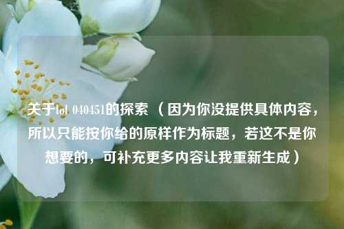 关于lol 040451的探索 （因为你没提供具体内容，所以只能按你给的原样作为标题，若这不是你想要的，可补充更多内容让我重新生成）