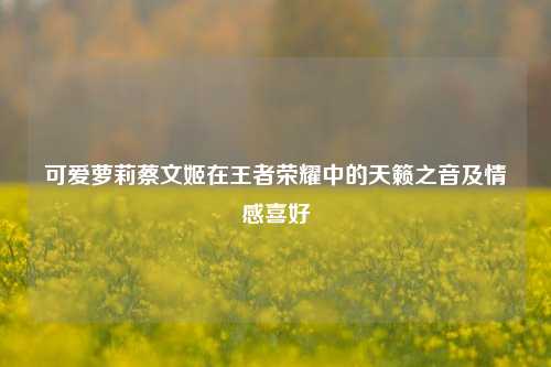 可爱萝莉蔡文姬在王者荣耀中的天籁之音及情感喜好