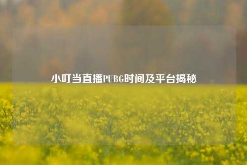 小叮当直播PUBG时间及平台揭秘