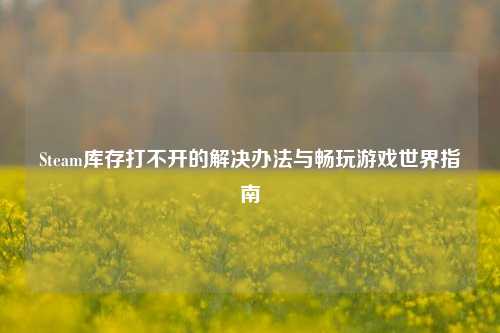 Steam库存打不开的解决办法与畅玩游戏世界指南