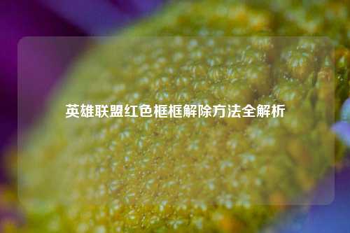 英雄联盟红色框框解除 *** 全解析