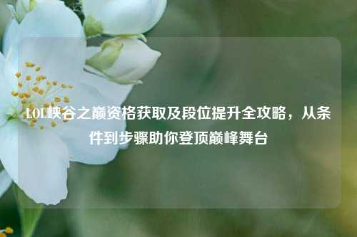 LOL峡谷之巅资格获取及段位提升全攻略，从条件到步骤助你登顶巅峰舞台