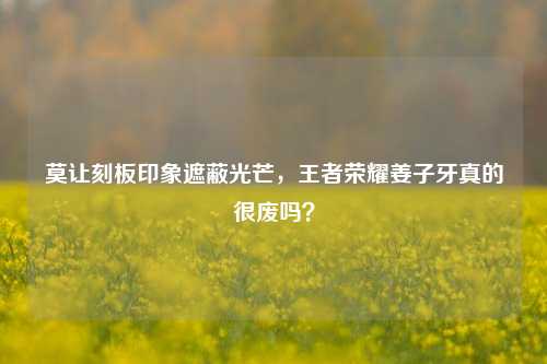 莫让刻板印象遮蔽光芒，王者荣耀姜子牙真的很废吗？