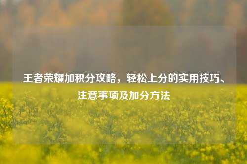 王者荣耀加积分攻略，轻松上分的实用技巧、注意事项及加分 *** 