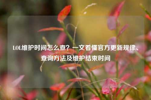 LOL维护时间怎么查？一文看懂官方更新规律、查询 *** 及维护结束时间