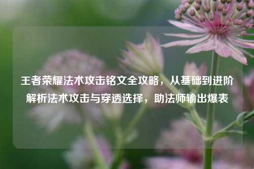 王者荣耀法术攻击铭文全攻略，从基础到进阶解析法术攻击与穿透选择，助法师输出爆表