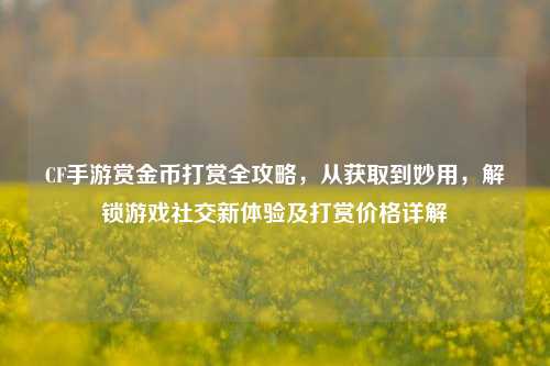 CF手游赏金币打赏全攻略,从获取到妙用,解锁游戏社交新体验及打赏价格详解
