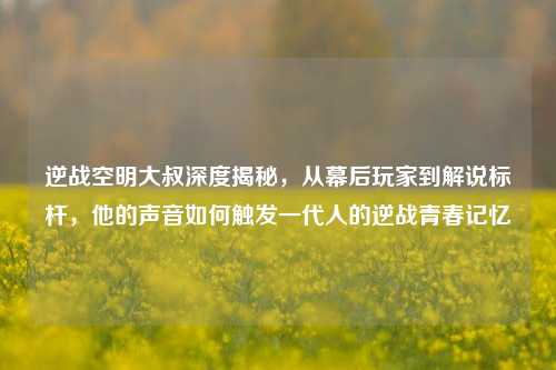 逆战空明大叔深度揭秘,从幕后玩家到解说标杆,他的声音如何触发一代人的逆战青春记忆