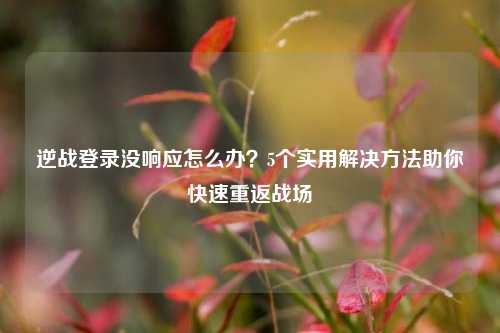 逆战登录没响应怎么办？5个实用解决 *** 助你快速重返战场