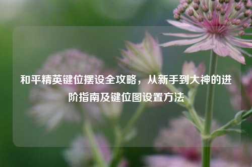 和平精英键位摆设全攻略，从新手到大神的进阶指南及键位图设置 *** 