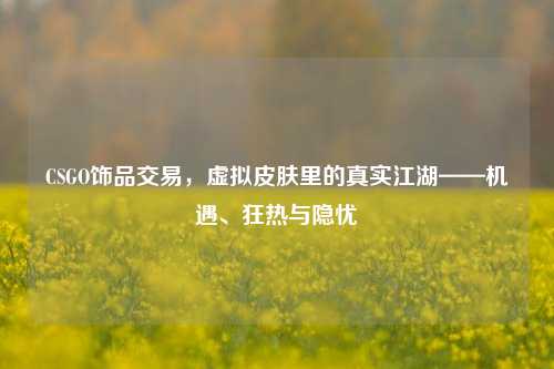 CSGO饰品交易,虚拟皮肤里的真实江湖——机遇、狂热与隐忧