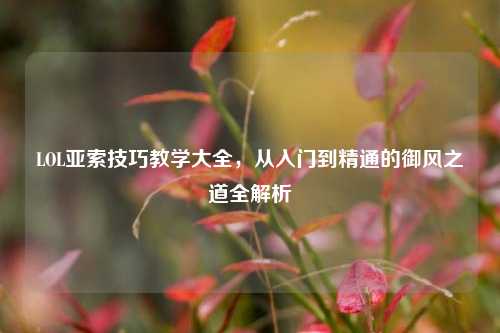 LOL亚索技巧教学大全，从入门到精通的御风之道全解析