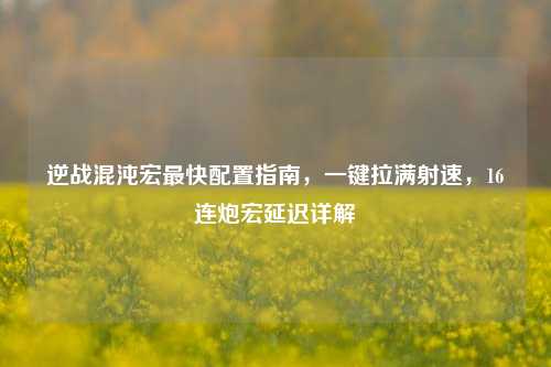 逆战混沌宏最快配置指南，一键拉满射速，16连炮宏延迟详解